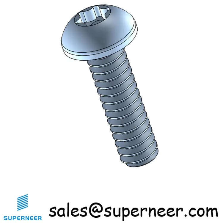 6-32 x 1/2" Button Head Torx Machine Screw Steel Blue Zinc Plated 