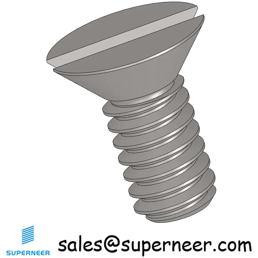 2-56 x 3/16" Flat Head 82° Slotted Machine Screw SUS304 Stainless Steel Inox