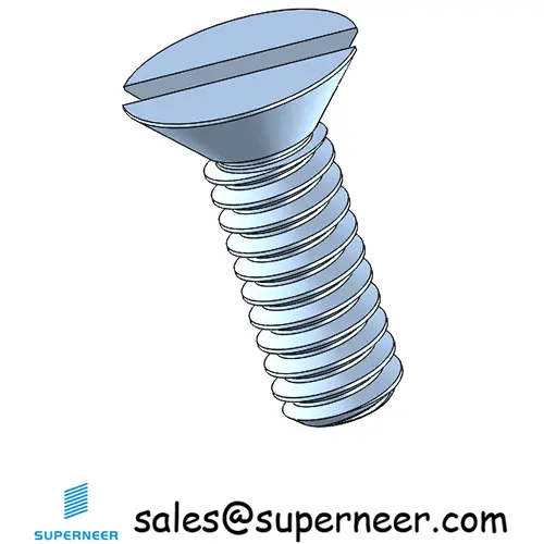 2-56 x 1/4" Flat Head 82° Slotted Machine Screw Steel Blue Zinc Plated