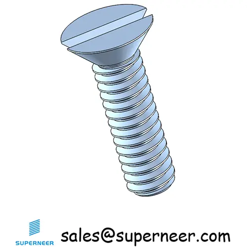 2-56 x 5/16" Flat Head 82° Slotted Machine Screw Steel Blue Zinc Plated