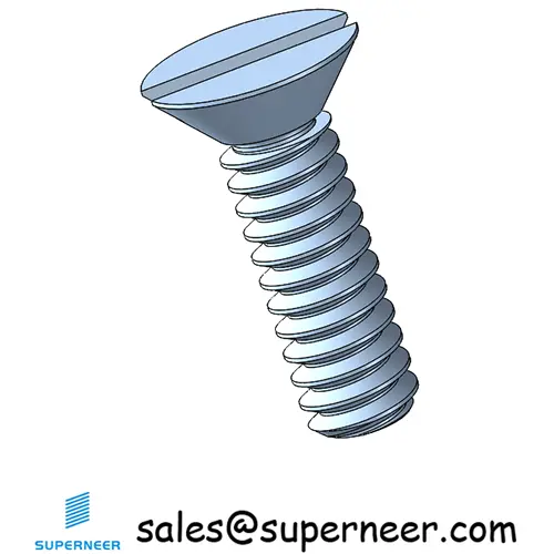 4-40 x 3/8" Flat Head 82° Slotted Machine Screw Steel Blue Zinc Plated