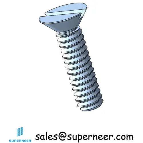 4-40 x 7/16" Flat Head 82° Slotted Machine Screw Steel Blue Zinc Plated