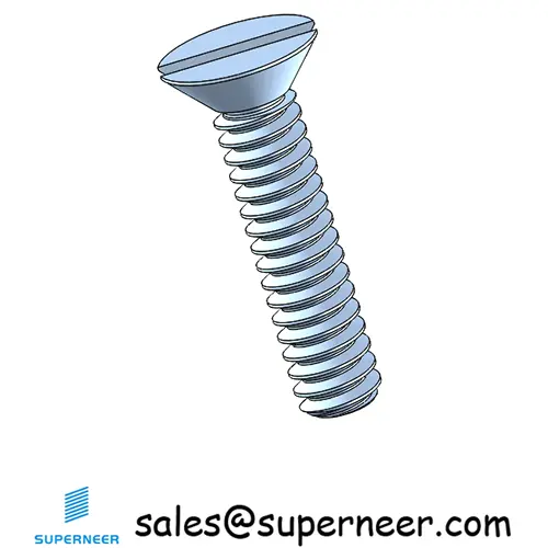 4-40 x 1/2"Flat Head 82° Slotted Machine Screw Steel Blue Zinc Plated