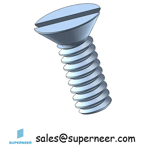 6-32 x 3/8" Flat Head 82° Slotted Machine Screw Steel Blue Zinc Plated