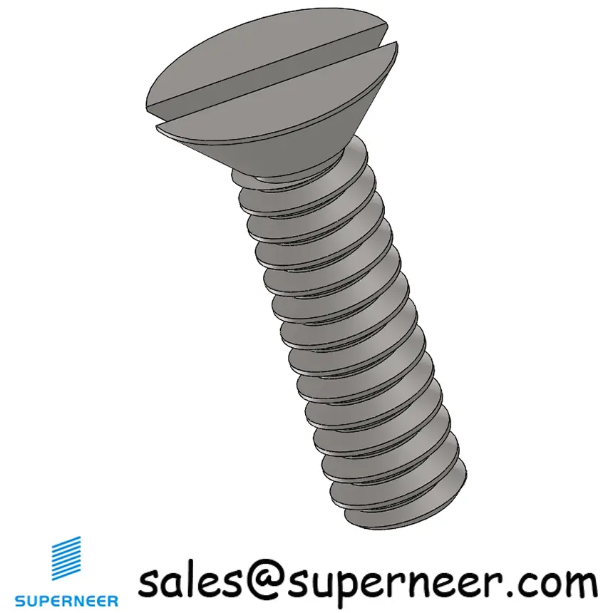 6-32 x 1/2" Flat Head 82° Slotted Machine Screw SUS304 Stainless Steel Inox