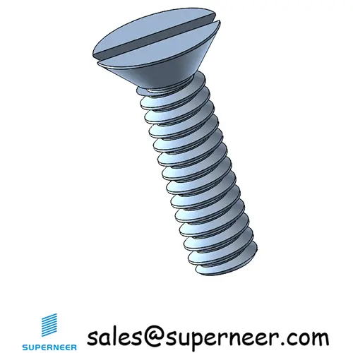 6-32 x 1/2" Flat Head 82° Slotted Machine Screw Steel Blue Zinc Plated