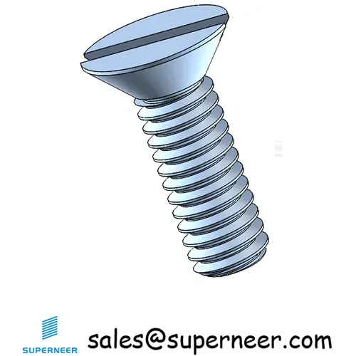 8-32 x 7/16" Flat Head 82° Slotted Machine Screw Steel Blue Zinc Plated