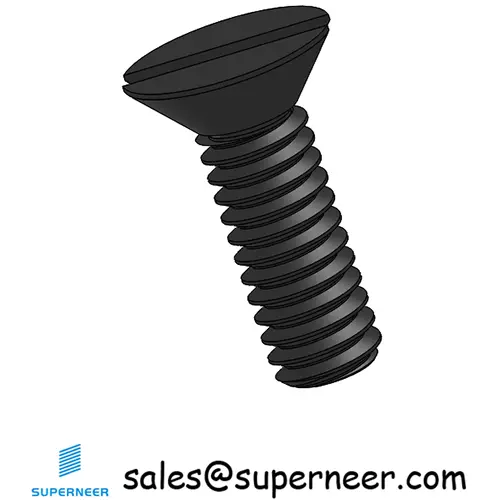 8-32 x 1/2" Flat Head 82° Slotted Machine Screw Steel Black