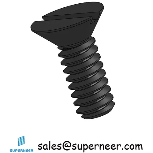 10-32 x 1/2" Flat Head 82° Slotted Machine Screw Steel Black