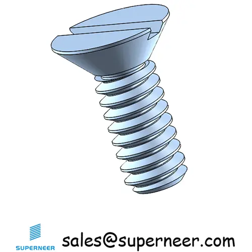 10-32 x 1/2" Flat Head 82° Slotted Machine Screw Steel Blue Zinc Plated