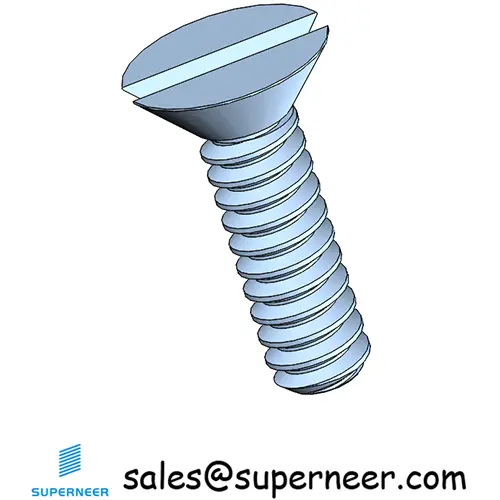 M2 x 7 mm Flat Head 82° Slotted Machine Screw Steel Blue Zinc Plated