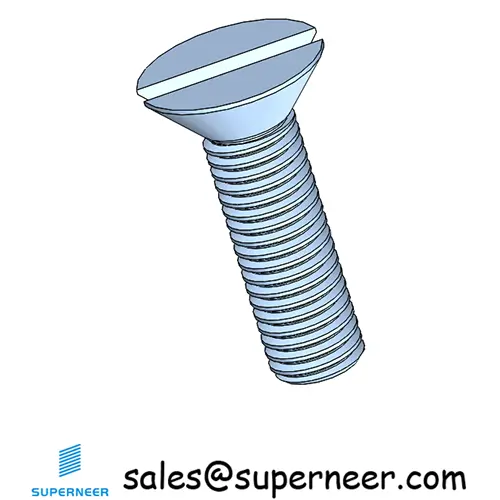 M4 x 14 mm Flat Head 82° Slotted Machine Screw Steel Blue Zinc Plated