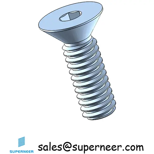 8-32 x 1/2"Flat Head 82° Socket Cap Machine Screw Steel Blue Zinc Plated ASME B18.3