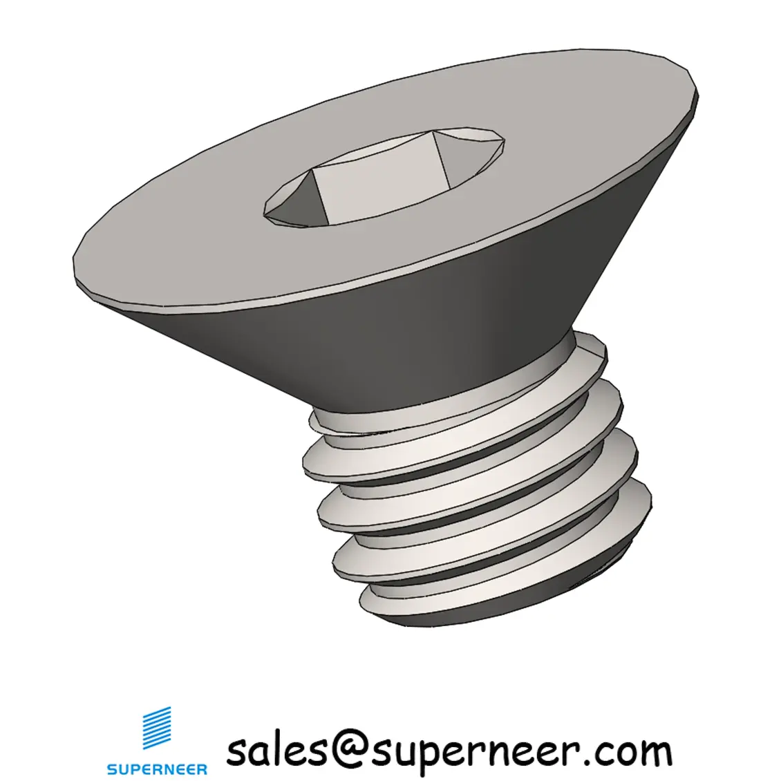 M3 x 4 mm Flat Head 90° Hexagon Socket Machine Screw SUS304 Stainless Steel Inox DIN 7991