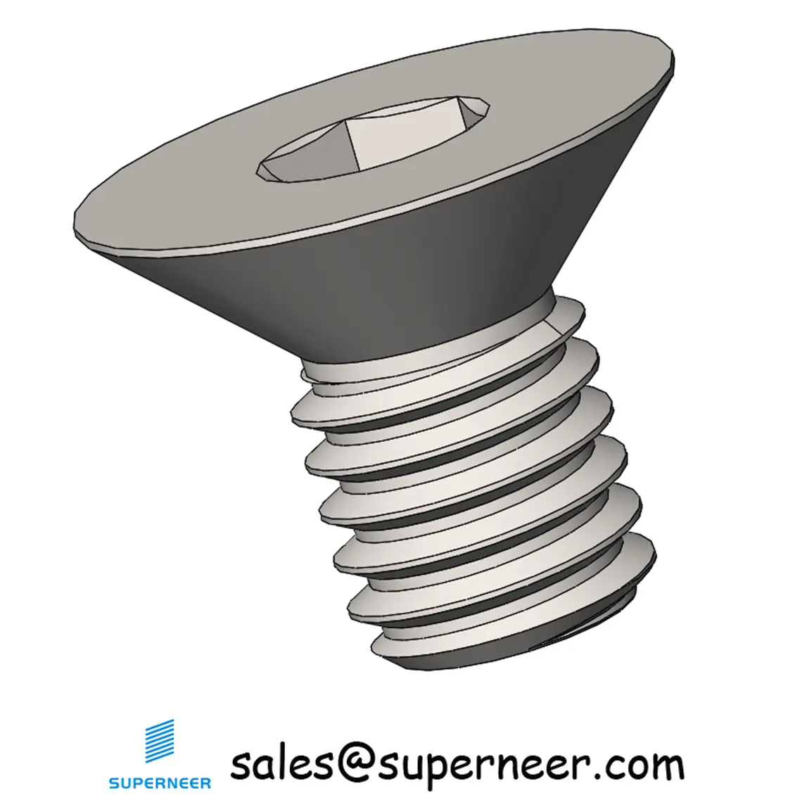 M3 x 5 mm Flat Head 90° Hexagon Socket Machine Screw SUS304 Stainless Steel Inox DIN 7991