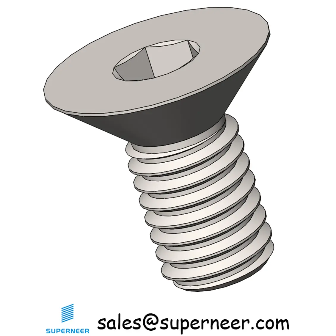 M3 x 6 mm Flat Head 90° Hexagon Socket Machine Screw SUS304 Stainless Steel Inox DIN 7991