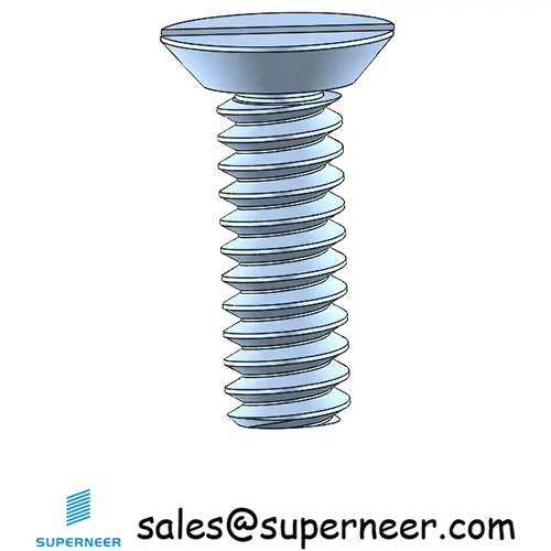 6-32 x 7/16" Flat Head Undercut Slotted Machine Screw Steel Blue Zinc Plated