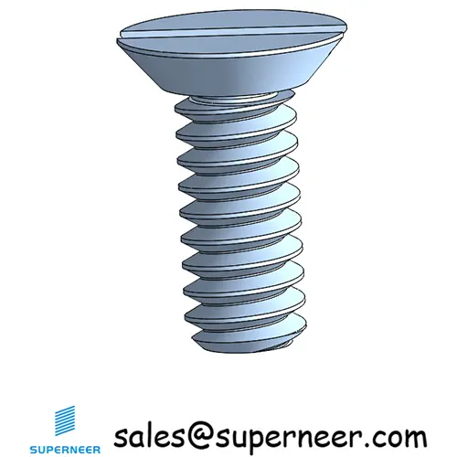 10-32 x 1/2" Flat Head Undercut Slotted Machine Screw Steel Blue Zinc Plated