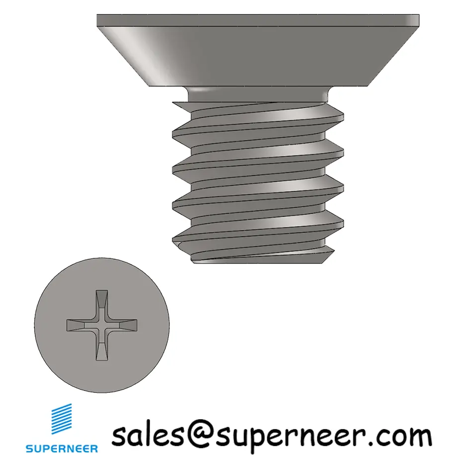 2-56 x 1/8" Flat Head Undercut Phillips Machine Screw SUS304 Stainless Steel Inox