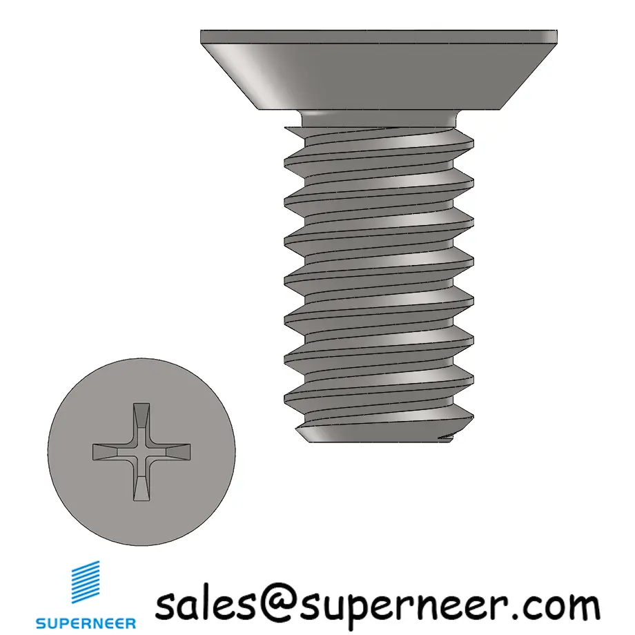 2-56 x 3/16" Flat Head Undercut Phillips Machine Screw SUS304 Stainless Steel Inox