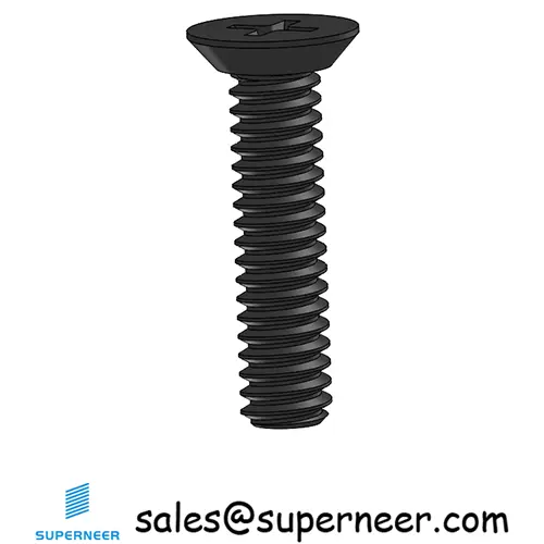 2-56 x 3/8" Flat Head Undercut Phillips Machine Screw Steel Black