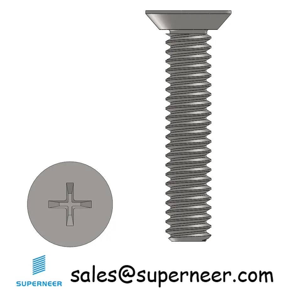 2-56 x 7/16"Flat Head Undercut Phillips Machine Screw SUS304 Stainless Steel Inox