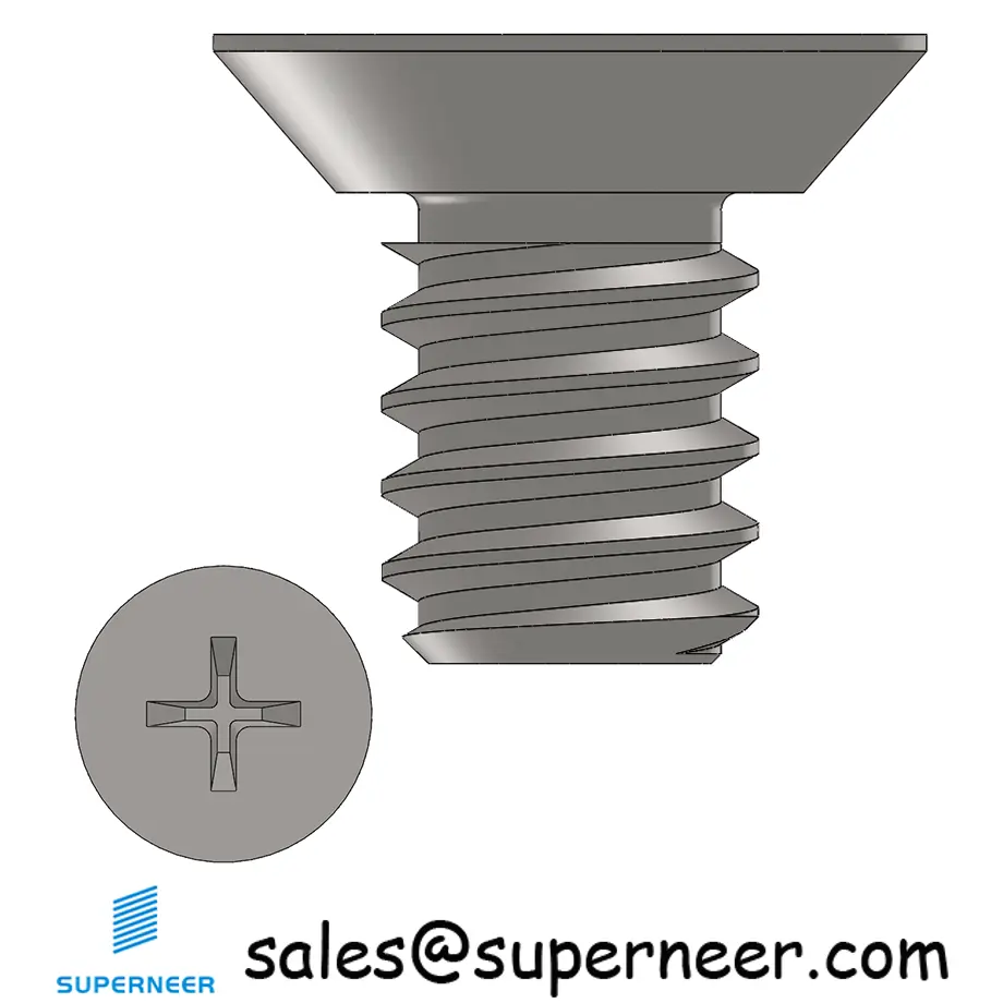 4-40 x 3/16" Flat Head Undercut Phillips Machine Screw SUS304 Stainless Steel Inox