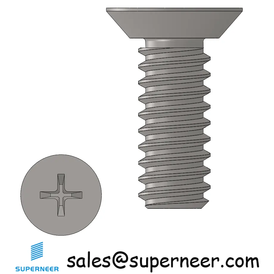 4-40 x 5/16" Flat Head Undercut Phillips Machine Screw SUS304 Stainless Steel Inox