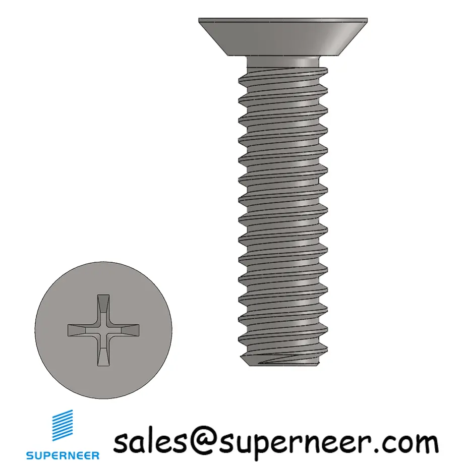 4-40 x 7/16"  Flat Head Undercut Phillips Machine Screw SUS304 Stainless Steel Inox