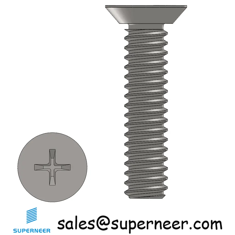 4-40 x 1/2" Flat Head Undercut Phillips Machine Screw SUS304 Stainless Steel Inox