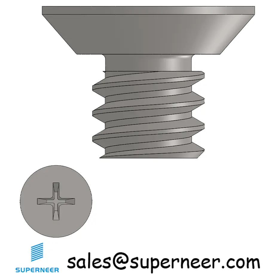 6-32 x 3/16" Flat Head Undercut Phillips Machine Screw SUS304 Stainless Steel Inox