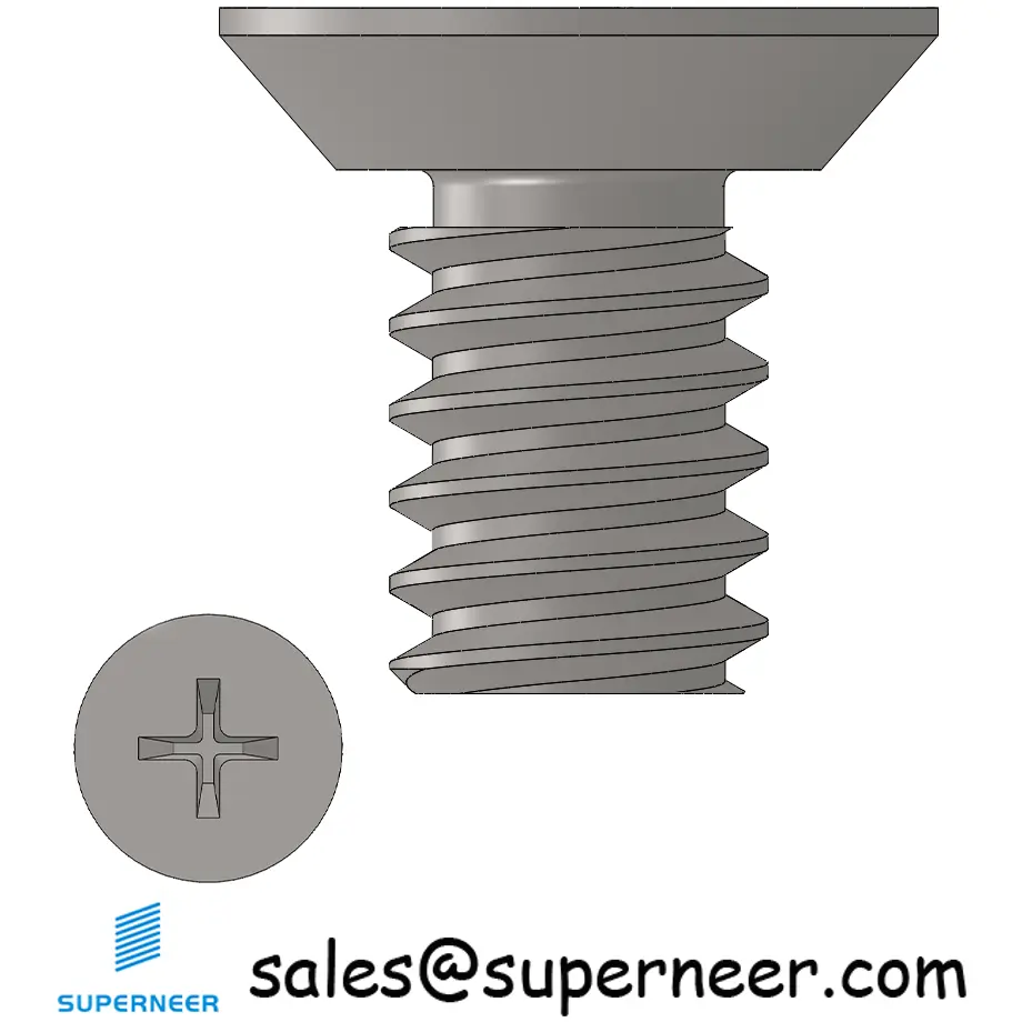 6-32 x 1/4" Flat Head Undercut Phillips Machine Screw SUS304 Stainless Steel Inox