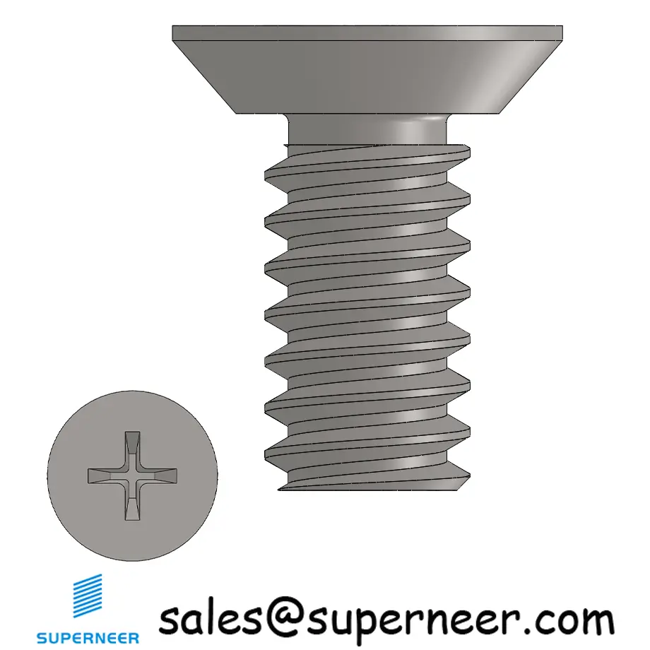 6-32 x 5/16" Flat Head Undercut Phillips Machine Screw SUS304 Stainless Steel Inox