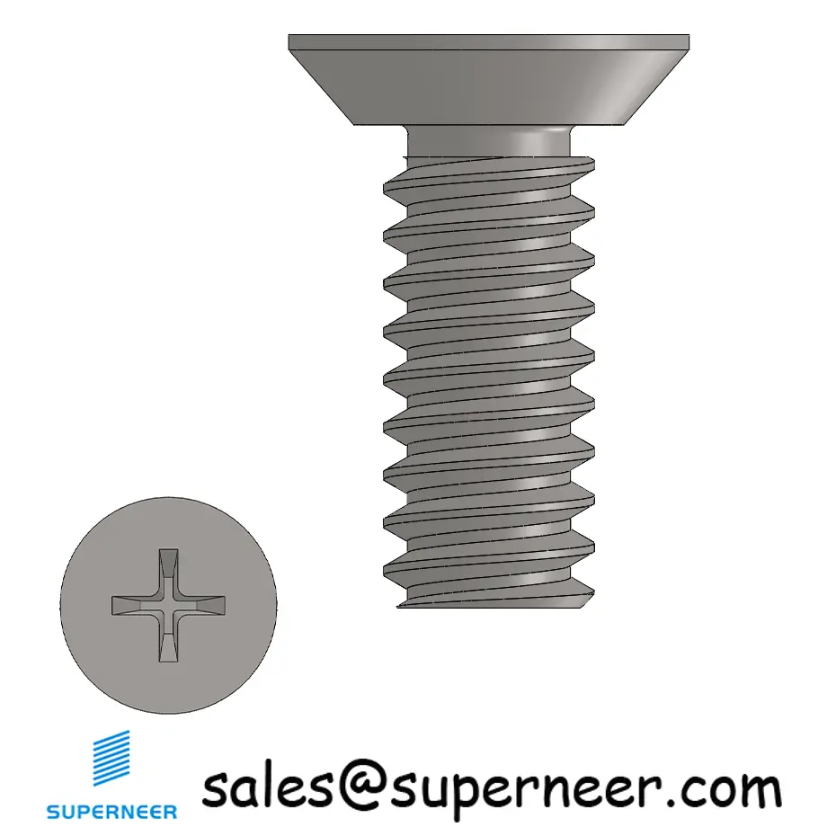 6-32 x 3/8" Flat Head Undercut Phillips Machine Screw SUS304 Stainless Steel Inox