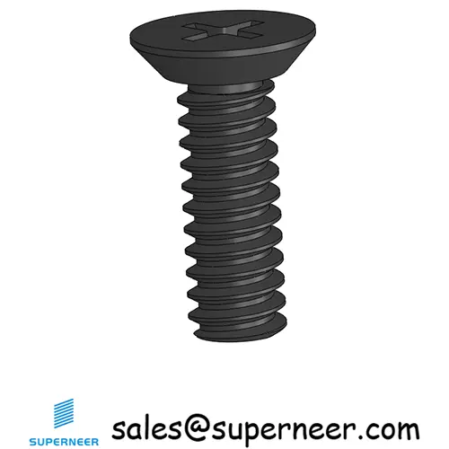 6-32 x 7/16" Flat Head Undercut Phillips Machine Screw Steel Black