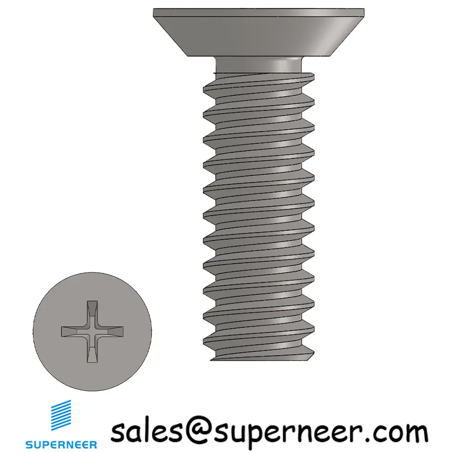 6-32 x 7/16" Flat Head Undercut Phillips Machine Screw SUS304 Stainless Steel Inox