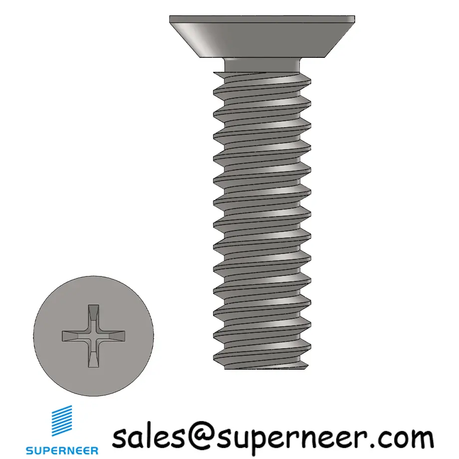 6-32 x 1/2" Flat Head Undercut Phillips Machine Screw SUS304 Stainless Steel Inox