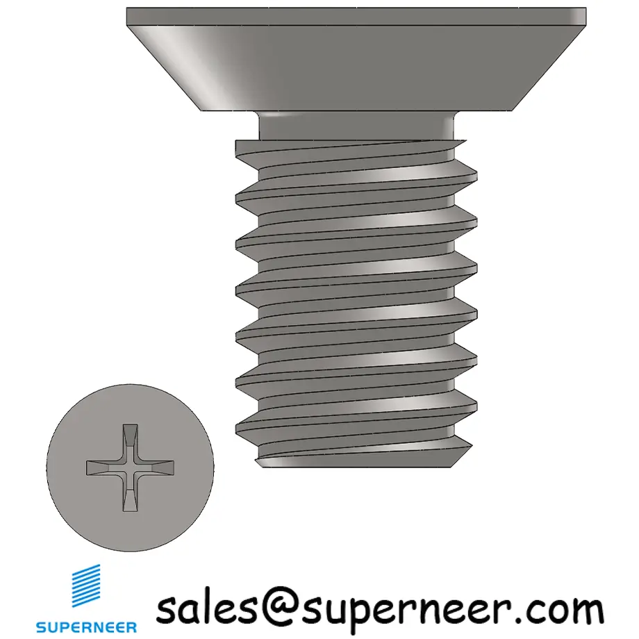 8-32 x 5/16" Flat Head Undercut Phillips Machine Screw SUS304 Stainless Steel Inox