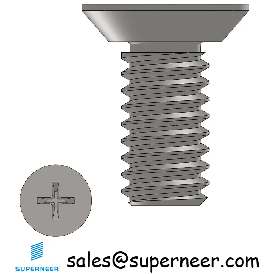 8-32 x 3/8" Flat Head Undercut Phillips Machine Screw SUS304 Stainless Steel Inox