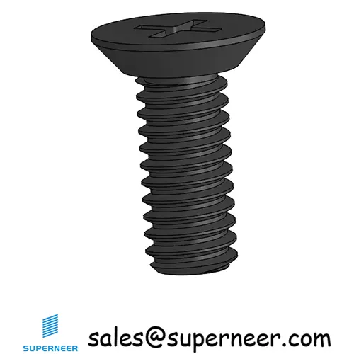 8-32 x 7/16" Flat Head Undercut Phillips Machine Screw Steel Black