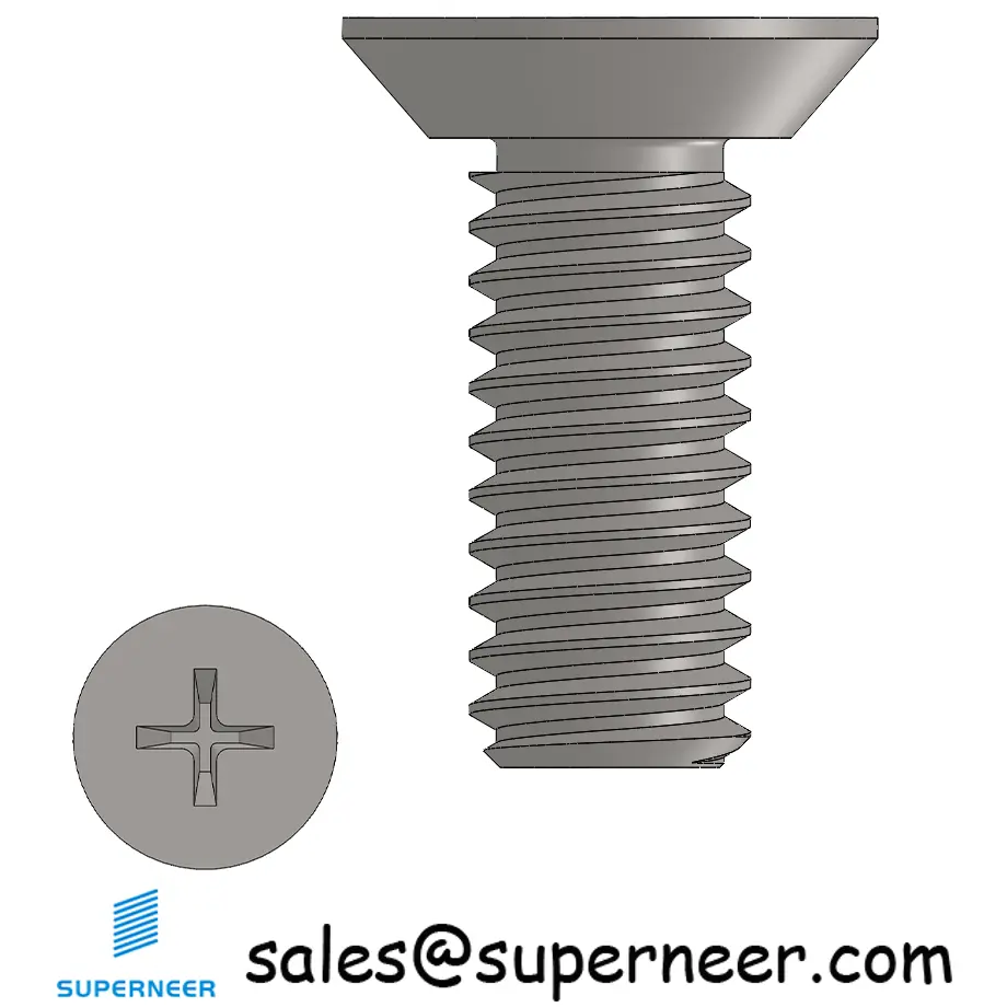 8-32 x 7/16" Flat Head Undercut Phillips Machine Screw SUS304 Stainless Steel Inox