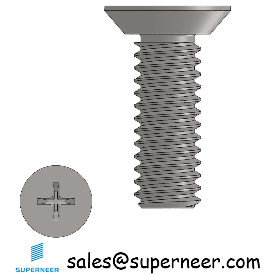 8-32 x 1/2" Flat Head Undercut Phillips Machine Screw SUS304 Stainless Steel Inox