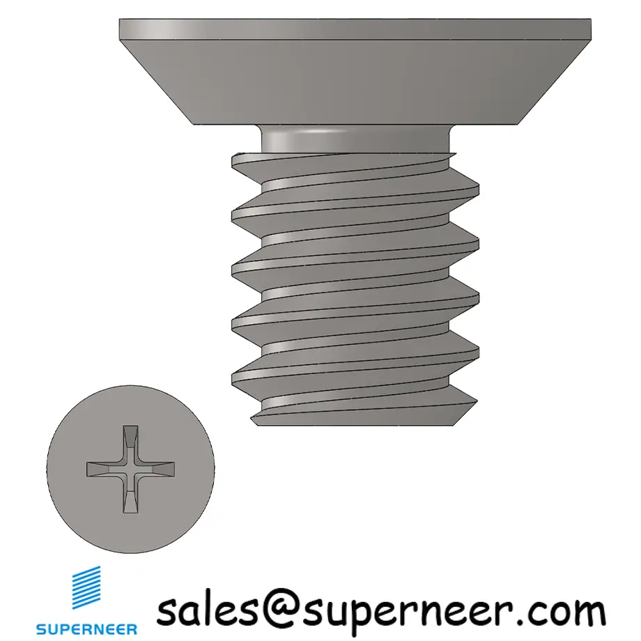 10-32 x 5/16" Flat Head Undercut Phillips Machine Screw SUS304 Stainless Steel Inox