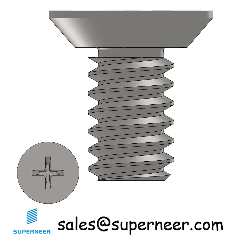 10-32 x 3/8" Flat Head Undercut Phillips Machine Screw SUS304 Stainless Steel Inox