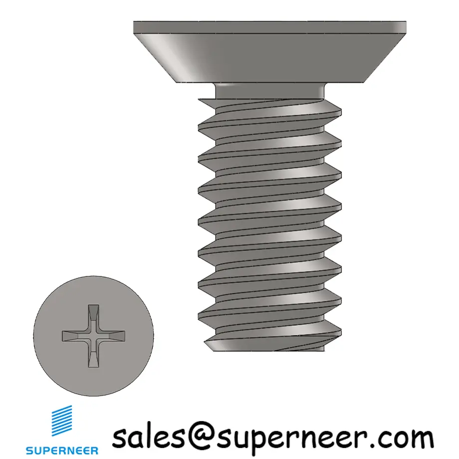 10-32 x 7/16" Flat Head Undercut Phillips Machine Screw SUS304 Stainless Steel Inox