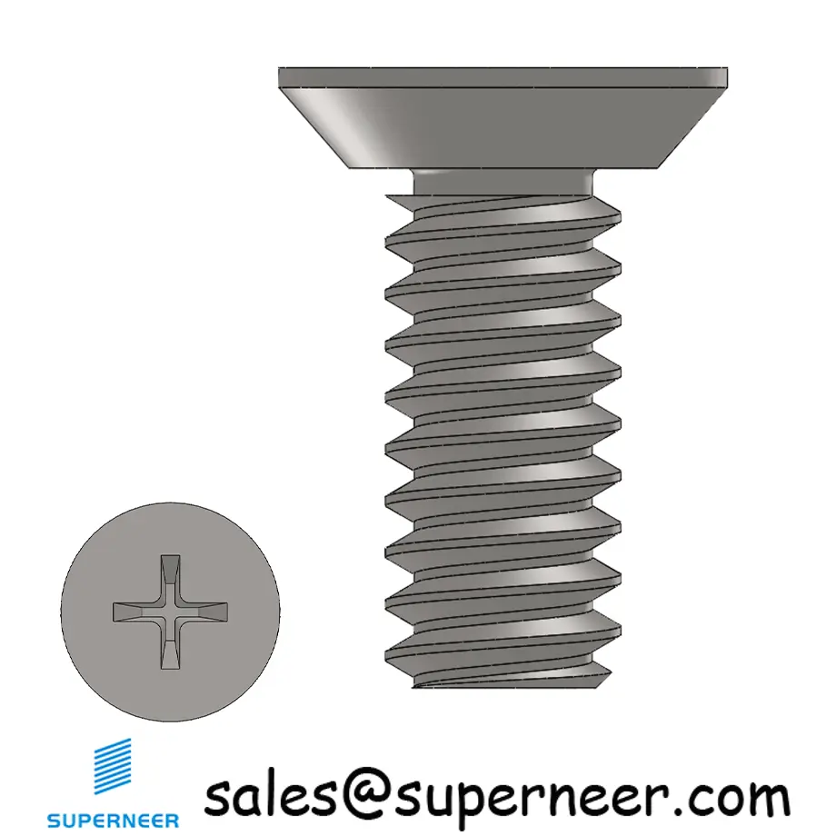 10-32 x 1/2" Flat Head Undercut Phillips Machine Screw SUS304 Stainless Steel Inox