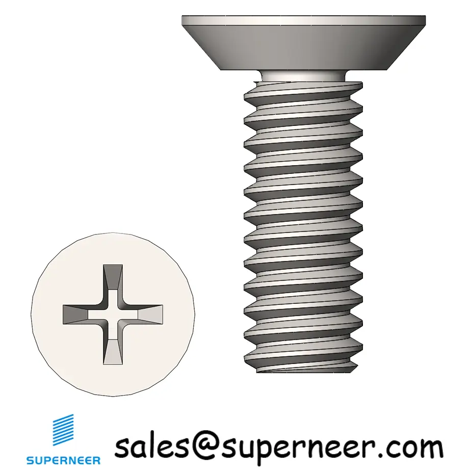 M2 x 6 mm  Flat Head Undercut Phillips Machine Screw SUS304 Stainless Steel Inox