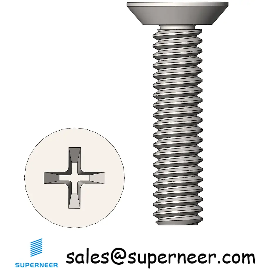 M2 x 9 mm  Flat Head Undercut Phillips Machine Screw SUS304 Stainless Steel Inox