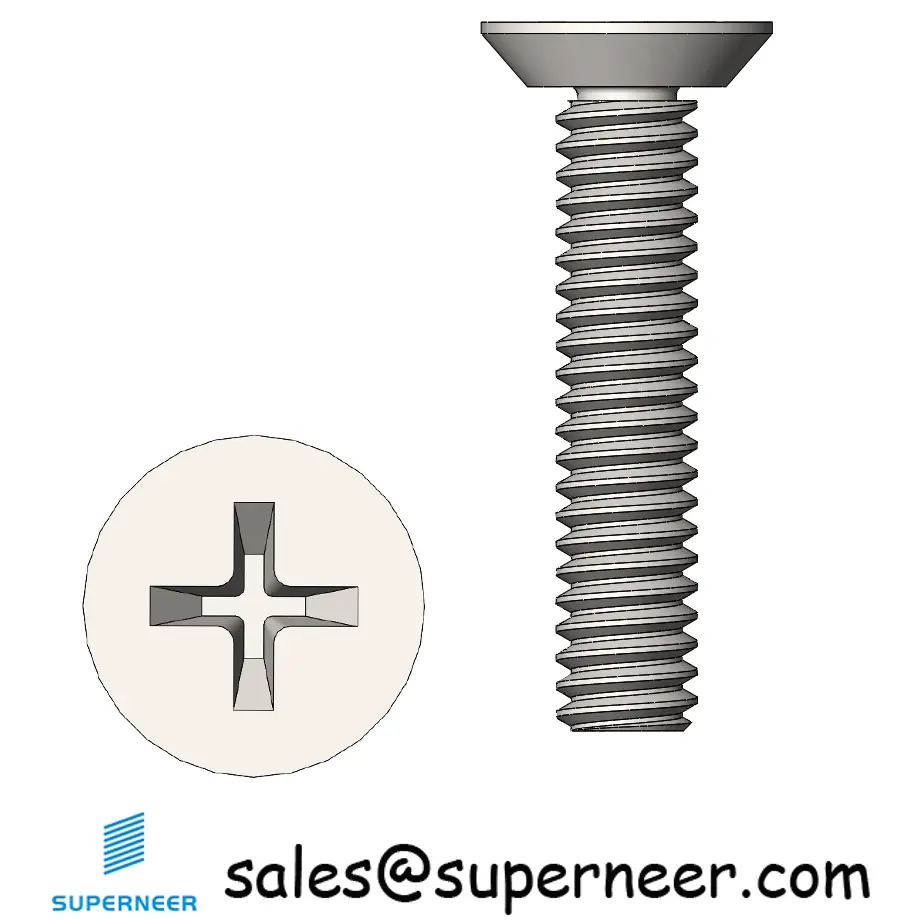 M2 x 10 mm  Flat Head Undercut Phillips Machine Screw SUS304 Stainless Steel Inox