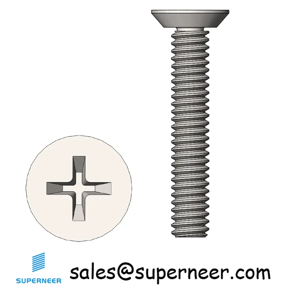 M2 x 12 mm  Flat Head Undercut Phillips Machine Screw SUS304 Stainless Steel Inox